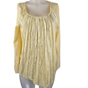 Soft Surroundings Beautiful Yellow Ribbon Design Business Casual Women Blouse Lg